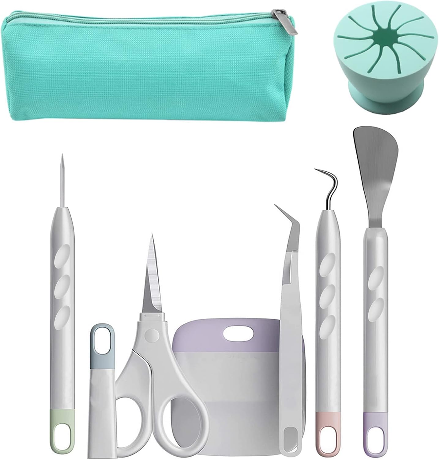 Vinyl Weeding Tools 8 Pcs Basic Craft Weeder Tool Set with Scrap Collector and Storage Bag Cardstock Crafting Tools Kit for Weeding, Silhouette,HTV, Cameos, Lettering, Labelling
