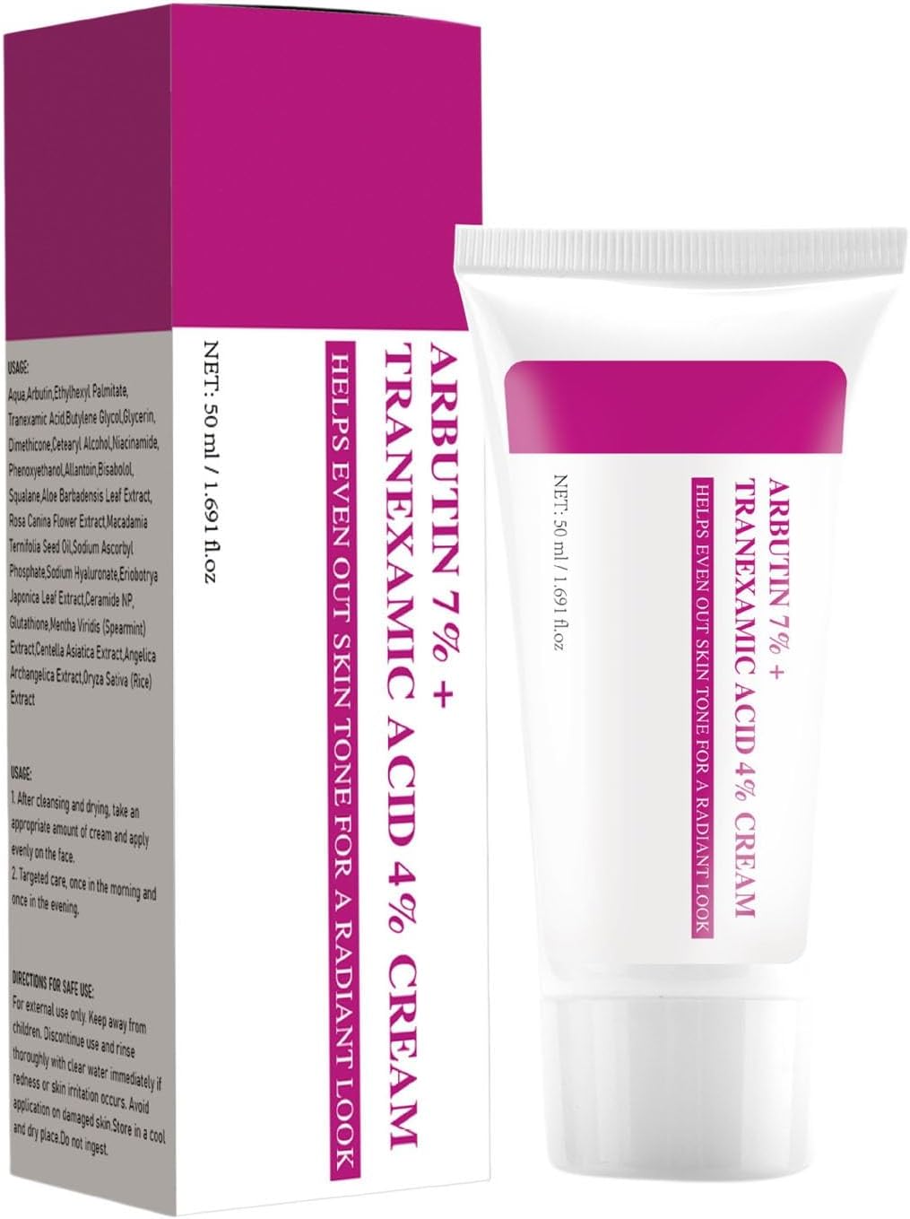 Arbutin 7% + Tranexamic Acid 4% Cream, 50ml Moisturizing Face Cream, Niacinamide Face Creams,Helps Even Out Skin Tone For A Radiant Look (1)