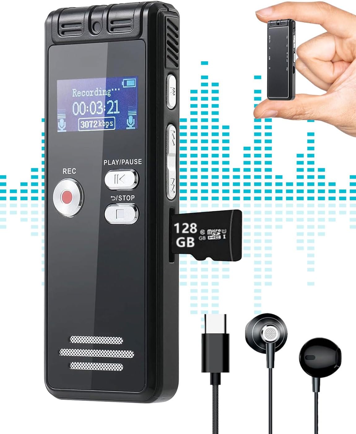 3GB Magnetic Voice Recorder - Crosseagle 600H (25Days) Continuous Recording Device with DSP5.0 Noise Cancellation HD Voice Activated Audio Recorder for Classe/Meeting/Lecture