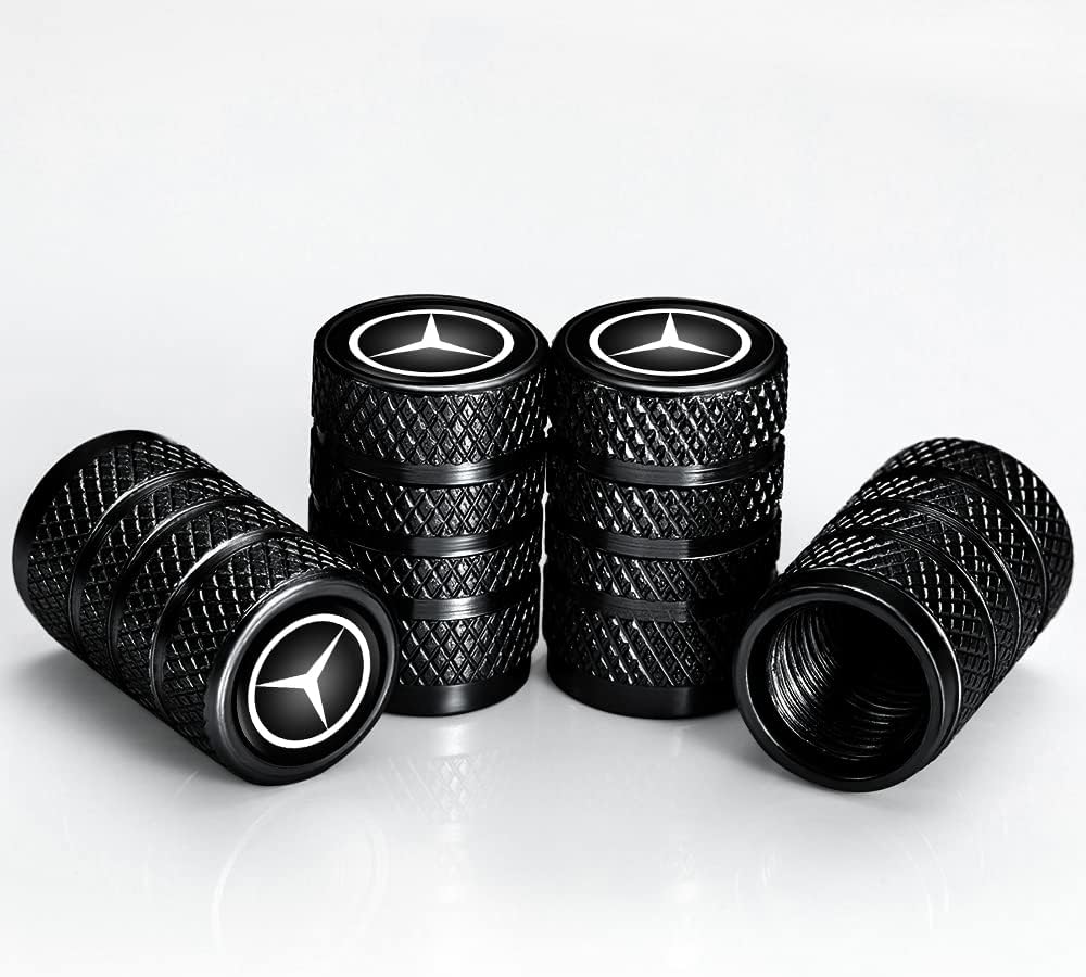 Tire Valve Stem Caps, Compatible with Mercedes Benz Series Stem Cap Universal Car Air Cover Car Accessories for Cars, SUV, Truck, Motorcycles 4pcs （Black）