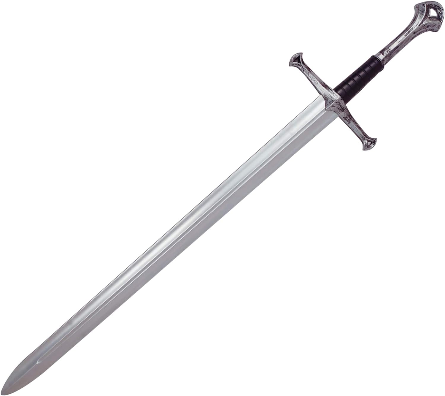 LOOYAR Middle Ages Medieval PU Foam Two Handed Sword Toy Great Sword Weapon Toy for Knight Soldier Warrior Costume Battle Play Halloween Cosplay LARP Silver…