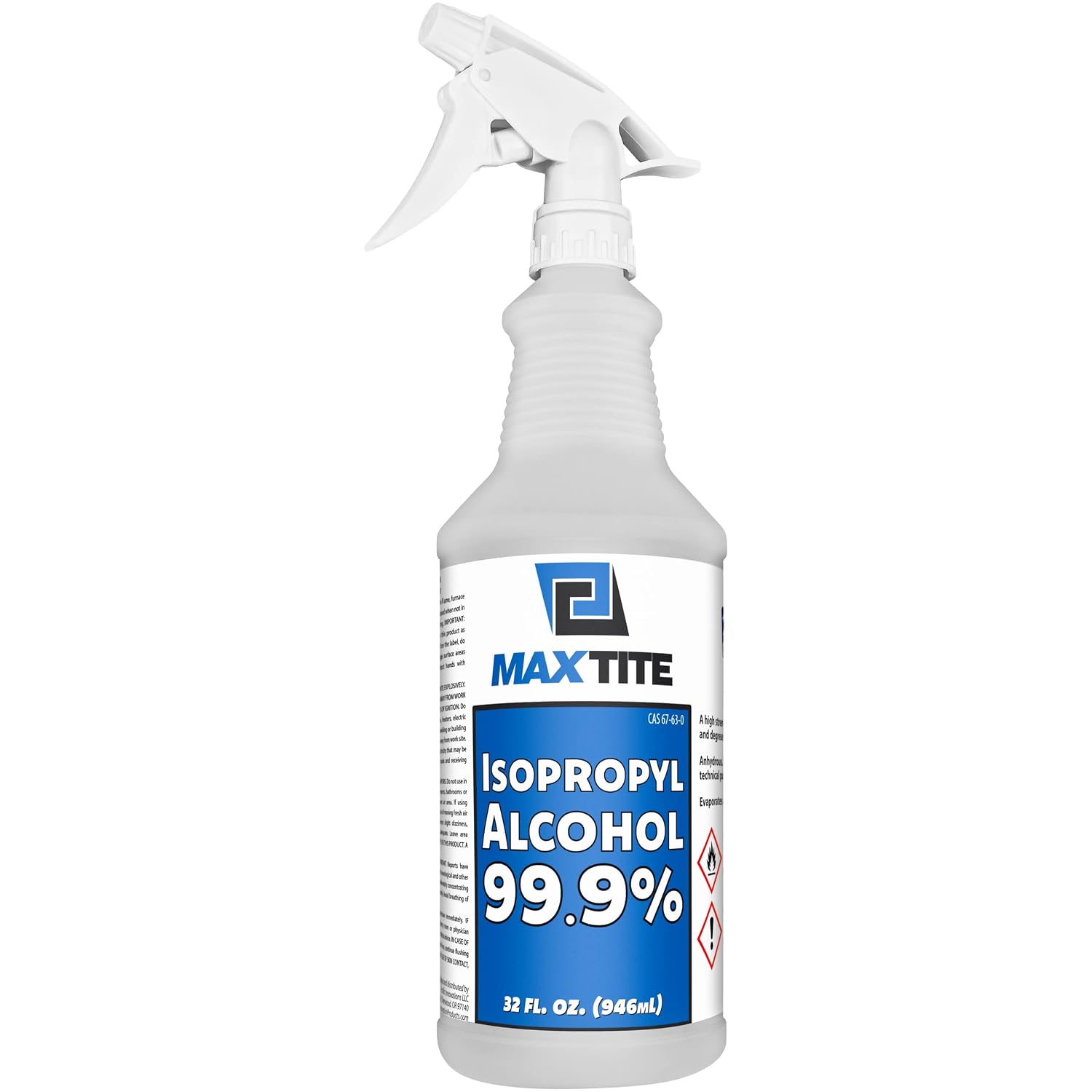 MAXTITE 99.9% Isopropyl Alcohol (32 fl oz) - Includes Heavy-Duty Spray Nozzle - Made in USA