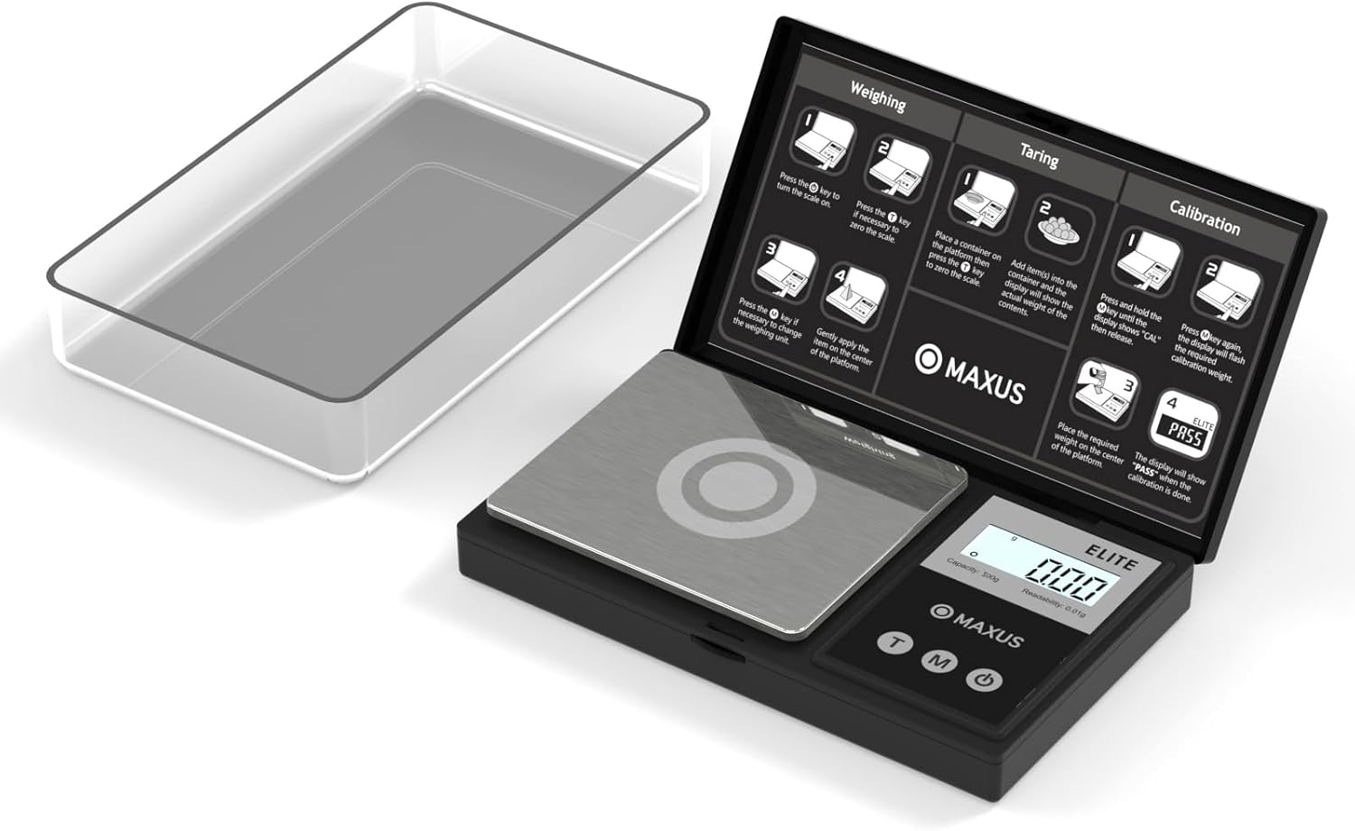 MAXUS Digital Pocket Gram Scale 500g x 0.01g High Precision with Tray