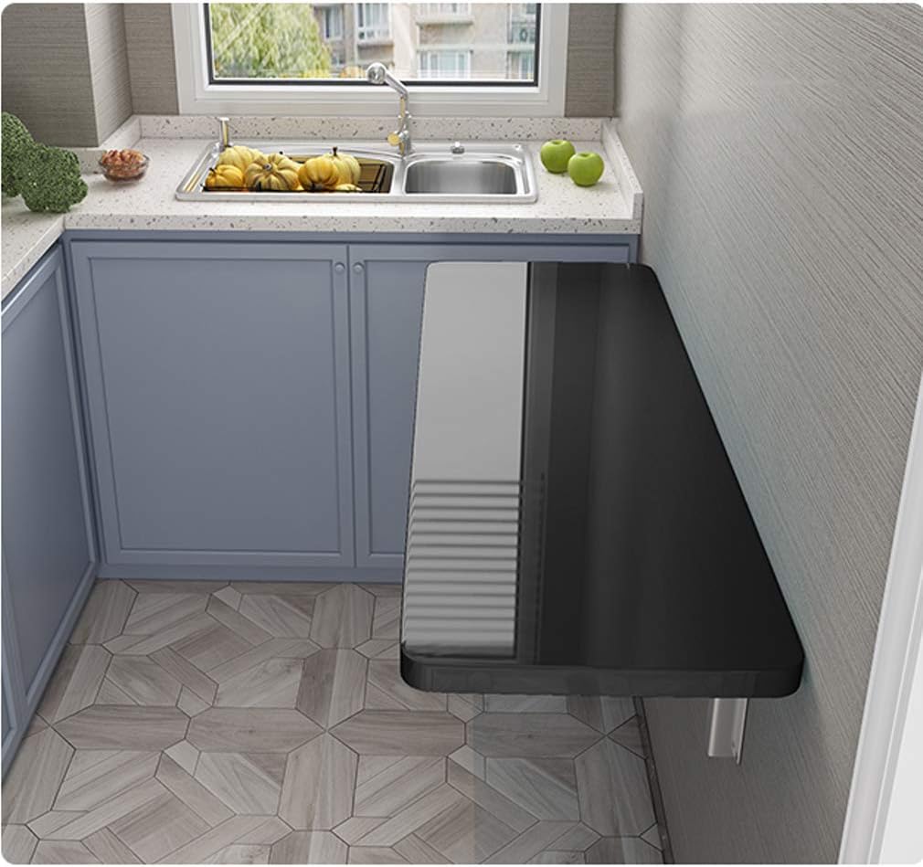 Wall Mounted Table,Wall-mounted Workbench,Very Suitable for Kitchens,Balconies,Computer Tables,Children's Workbenches,The Maximum Load is 50 kg/110lb,20 Sizes (Black,50 * 30cm/20 * 12in)