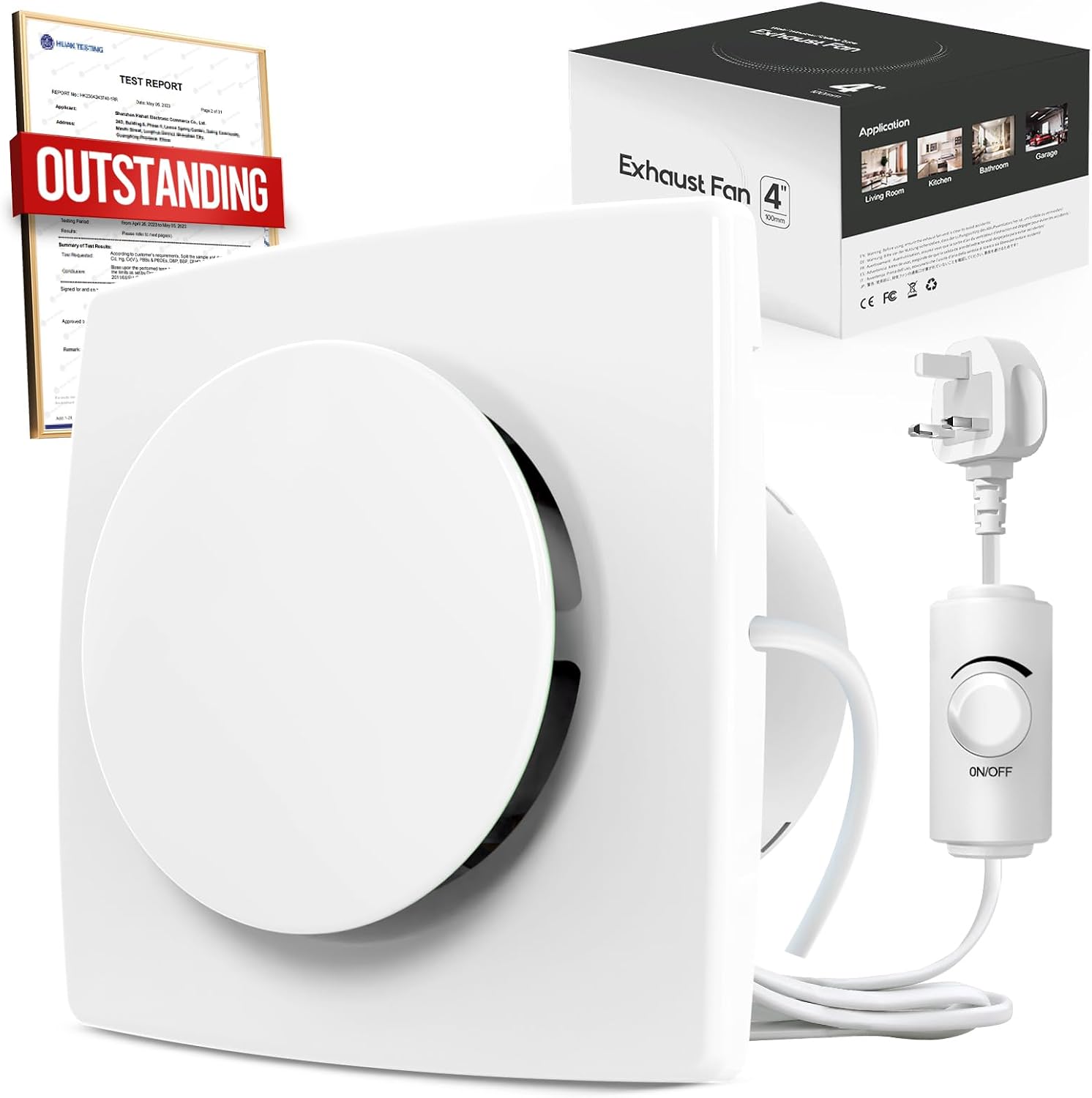 SBONNI 100mm / 4 Inch Bathroom Extractor Fan with Stepless Speed Control - Powerful Silent Ventilation Fan, Easy to Install Bathroom Fan, Suitable for Ceiling Window Wall, Shower Toilet Attic