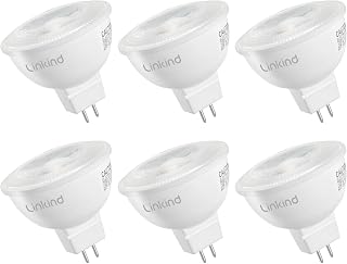 Linkind MR16 LED Bulb Dimmable, GU5.3 Bi-Pin Base 6.5W (70W Equivalent) 3000K Soft White 640lm MR16 Spot Lights, Recessed, Tracking Lights, 12V Low Voltage, 6 Packs