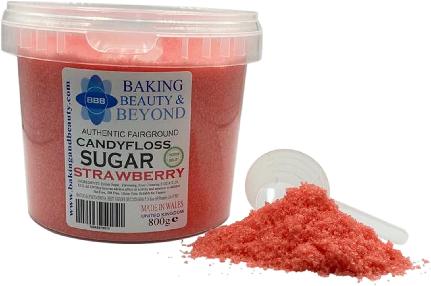Baking Beauty and Beyond Premium Candy Floss Sugar 800g - Strawberry Flavour