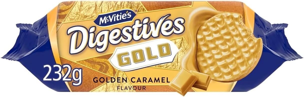 McVitie's Gold Chocolate Digestive Biscuits, Golden Caramel Flavour, 232 g