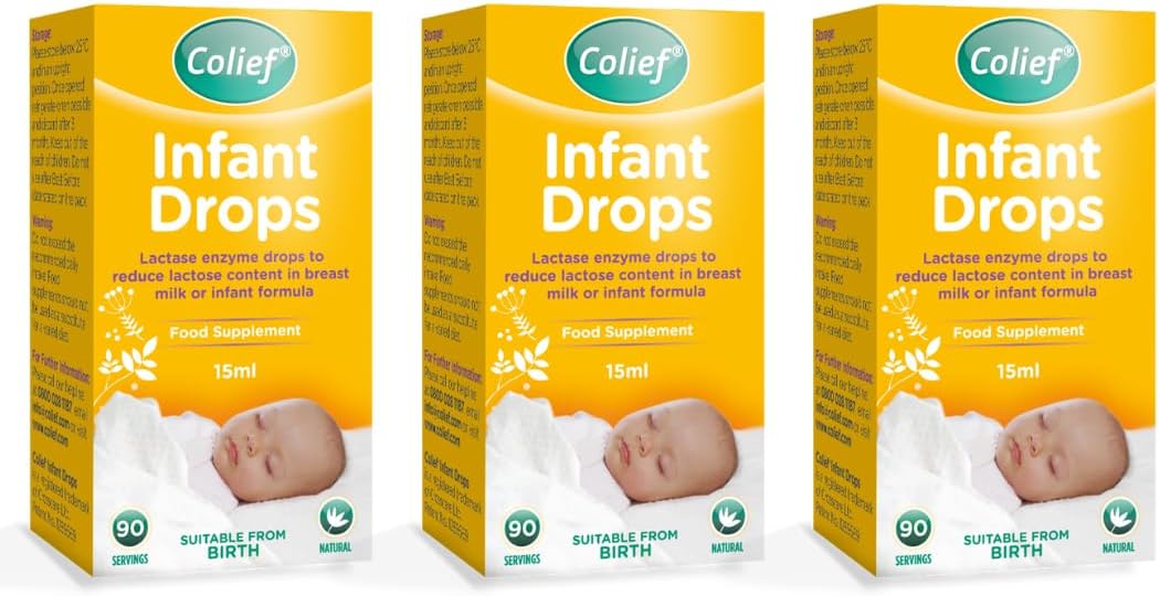 3 X 15ml - Colief Infant Drops | Lactase Enzyme Drops | Natural Colic Relief for Babies | Reduces Bloating, Wind and Crying.