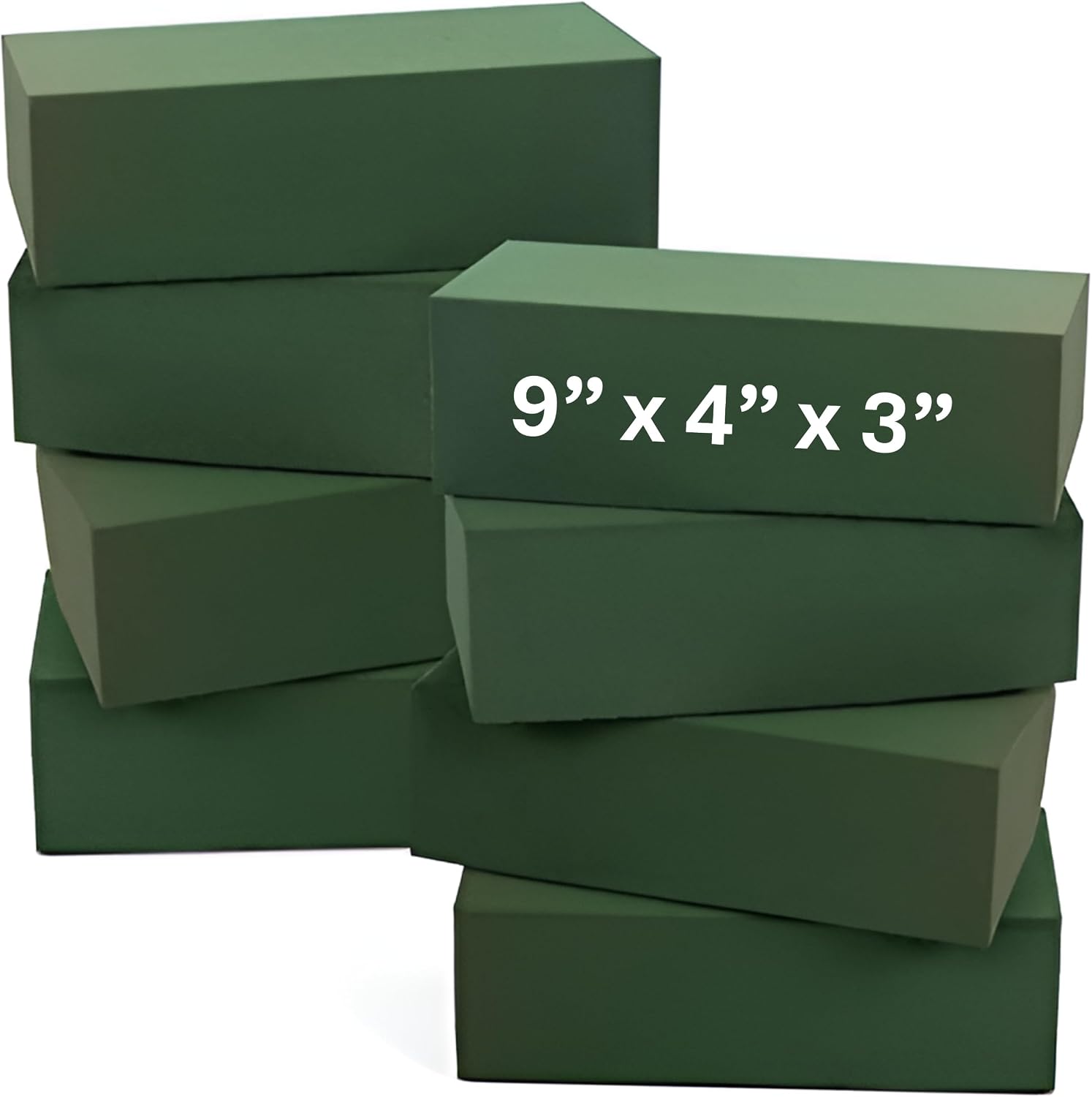 Noe & Malu Floral Wet Foam Blocks, 9 x 4 x 3-Inch, Green, 8-Pack | Green wet foam absorbs water quickly and cuts cleanly; each 9 x 4 x 3-inch brick supports fresh-flower arrangements.