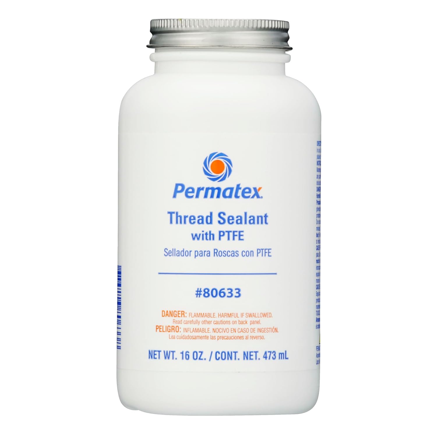 Permatex 80633 Thread Sealant with PTFE, 16 oz., red