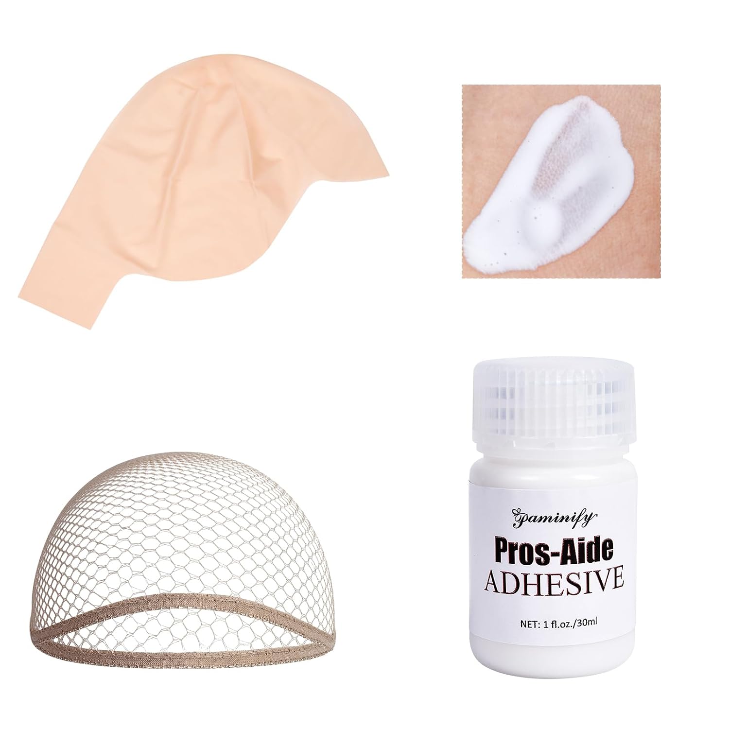 Medium Latex Bald Cap SFX Makeup Kit,Bald Wig Cap with Skin Water-Based Pros-Aide Adhesive (Bonding Skin Glue) for Women & Kids,Perfect for Halloween Costumes, Cosplay, and Theater