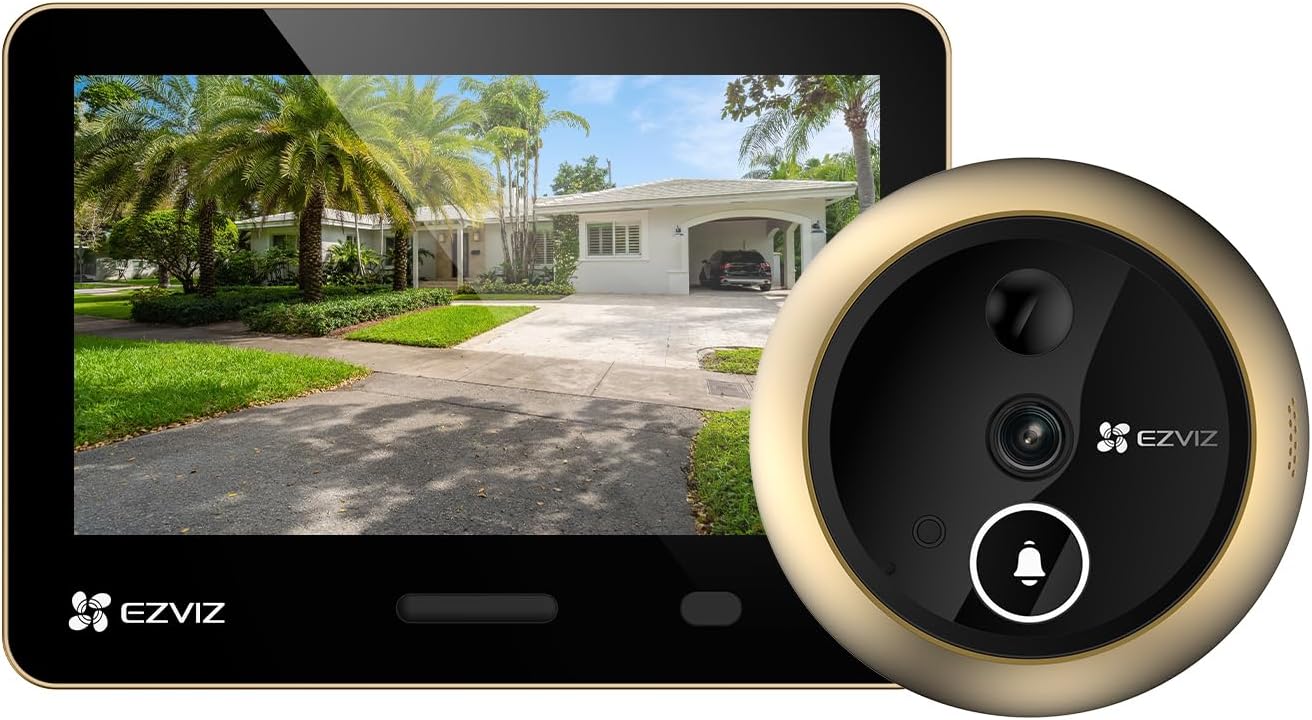 EZVIZ Battery Video Door Viewer, Facial Recognition, 4K, Two-Way Audio, EP4 | 5.5-Inch Color Screen,4K Wired Video Door Viewer, Battery, Two-Way Audio, PIR Motion Detection, WDR & Distortion Correction