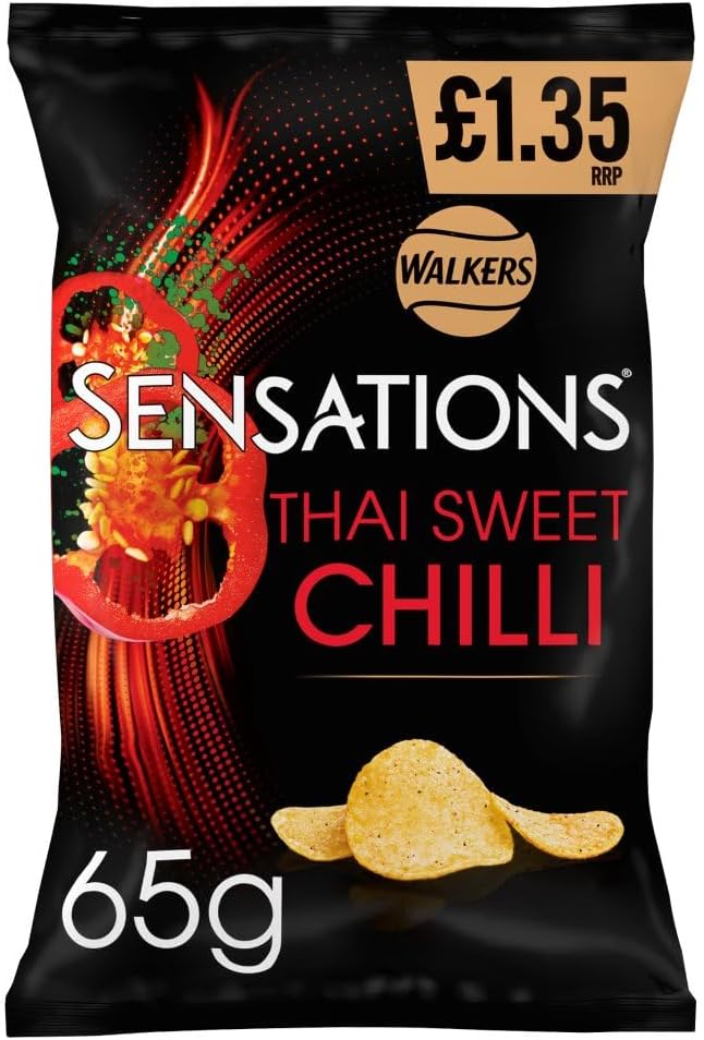 Walkers Crisps All Flavours Full Boxes Sharing Snacks 18 Bags x 70g (18 Bags x 70g, Sensations Thai Sweet Chilli)