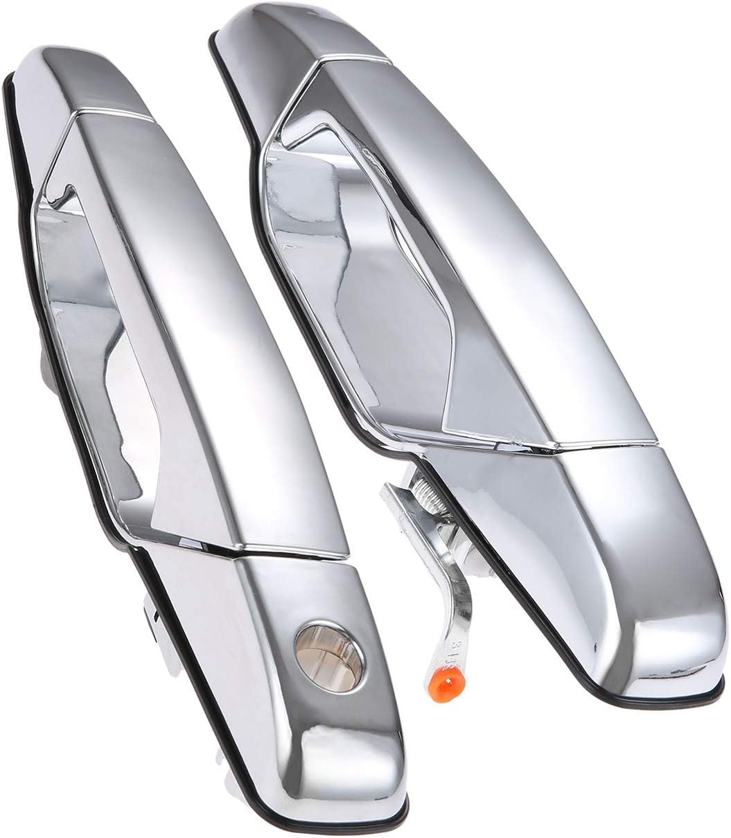 LEIMO KPARTS Exterior Chrome Door Handle Front Driver Passenger Side, Replacement for 2007-2013 Chevy Silverado Suburban Tahoe Avalanche, GMC Sierra Yukon, Cadillac Escalade | Replaces# 80546,80545
