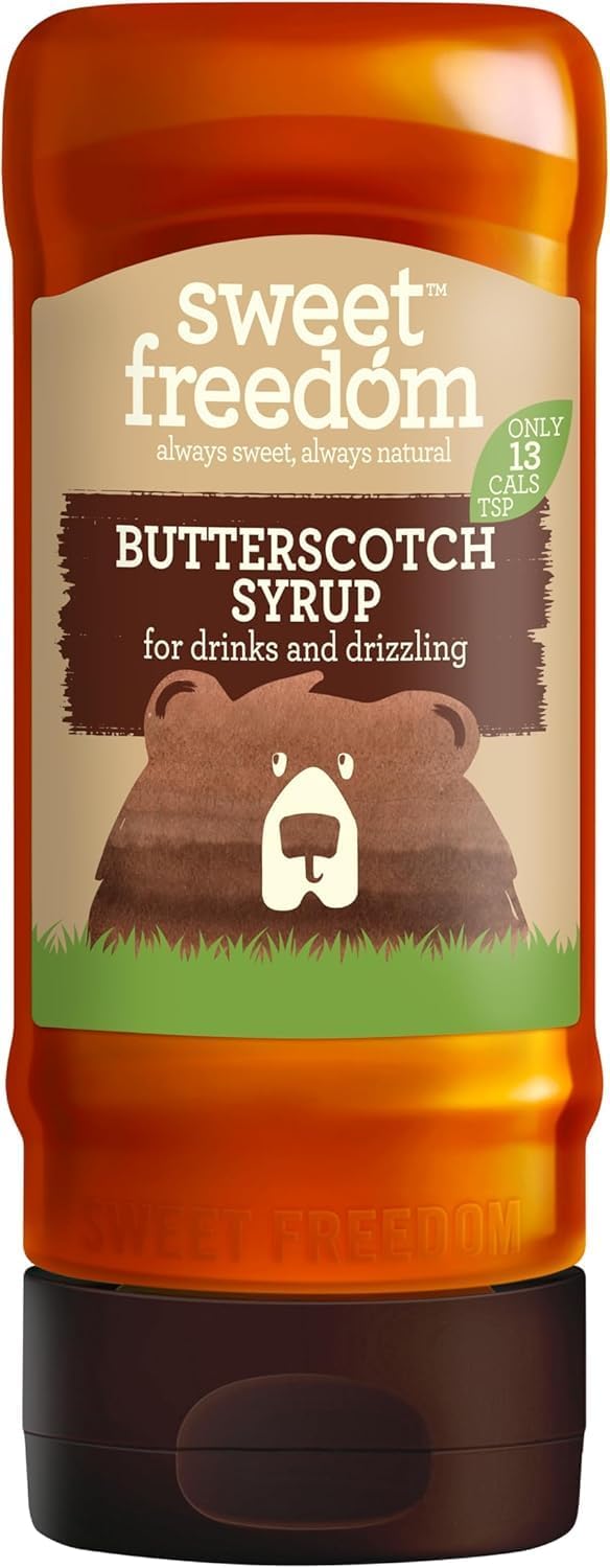 Sweet Freedom Butterscotch Syrup 350 g (Pack of 1) | Naturally Sweetened with Fruit, Vegan Drizzle, for Coffee, Baking and Pancakes, Only 13 Calories per Teaspoon