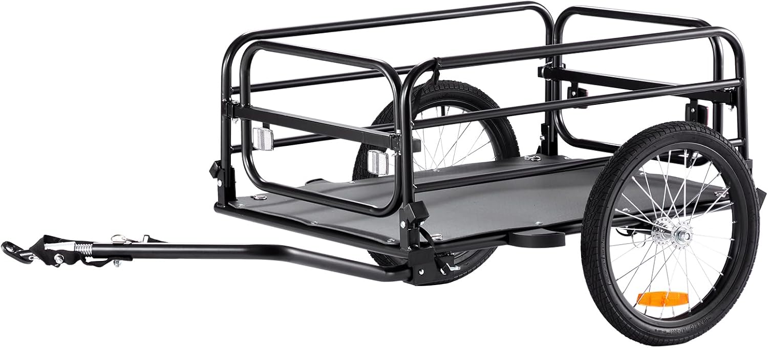 VEVOR Bike Cargo Trailer, 88/100/160 lbs Load Capacity, Heavy-Duty Bicycle Wagon Cart, Foldable Compact Storage with Universal Hitch