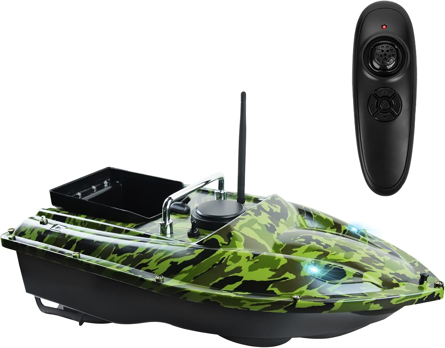 RC Fishing Boat with Bait Release, Carp Bait Boat, Dual Motors, 3.3LB Bait