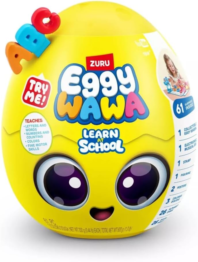Eggy Wawa Learn at School by ZURU, Pre-K Interactive Baby and Toddler Learning Toy with Music, Letters, Numbers