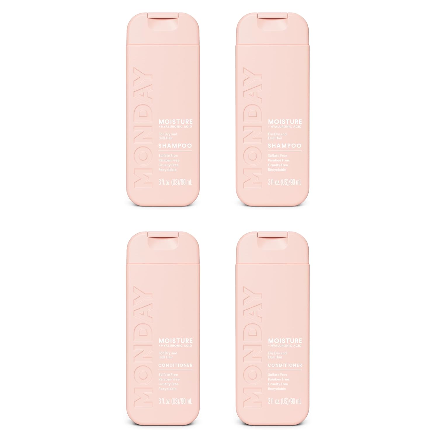 Monday Haircare Moisture Shampoo & Conditioner Travel Pack - 3oz, 90ML Travel Kit (2 x Shampoo,2 x Conditioner)