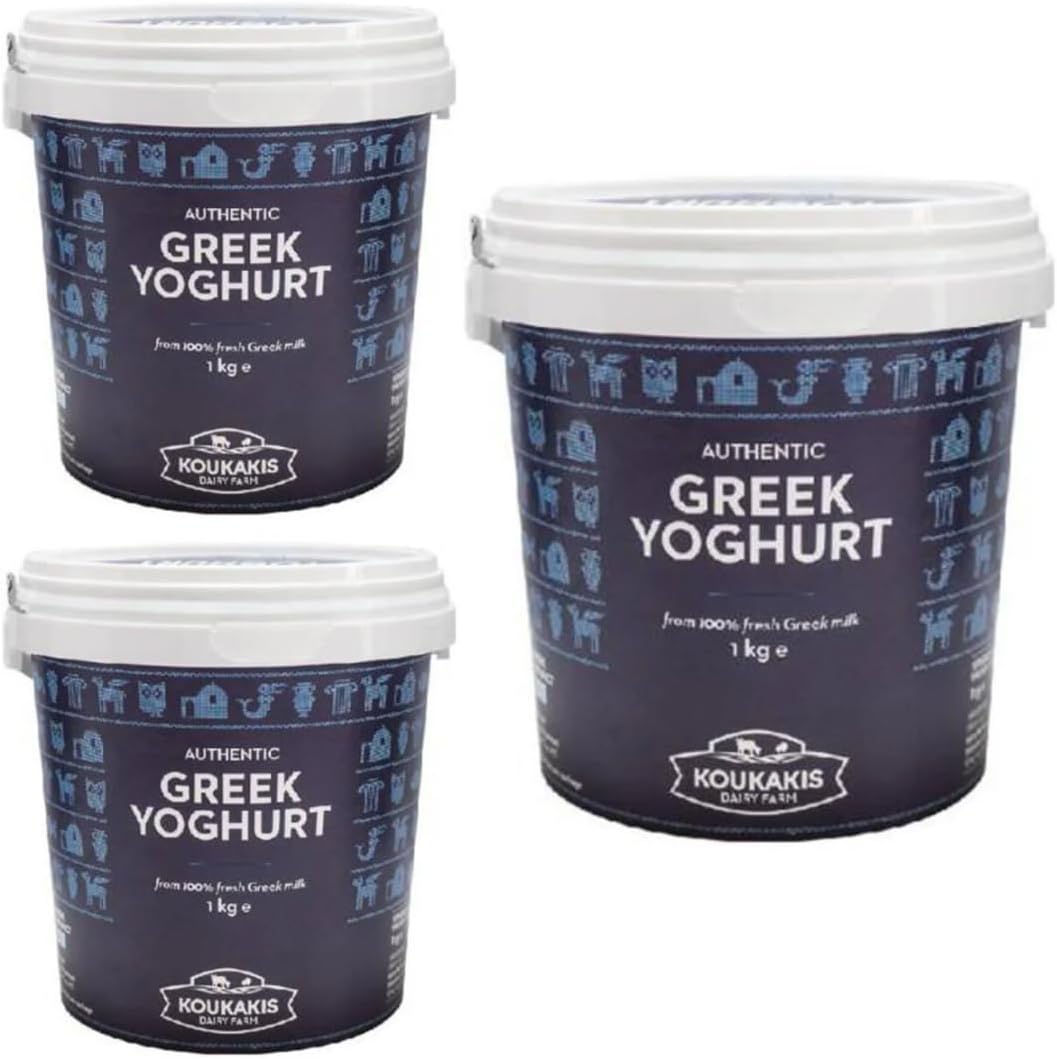 By Pufai Grocery, Premium Greek Yoghurt Strained Yoghurt% 14 Fat 1000 Gramm x 3 yoghurt container