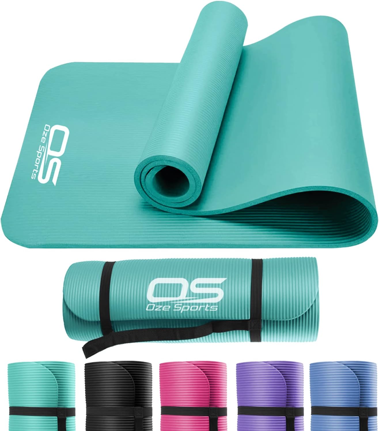 Yoga Mat Exercise NBR Fitness foam mat Extra Thick Non-Slip Large Padded High Density ideal for HiiT Pilates gymnastics mats Fitness & Workout with Free Carry Strap