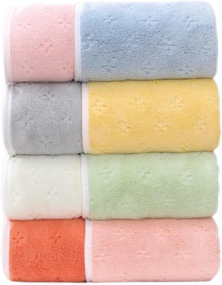 Microfiber Hand Towels Soft Double Color Towels for Bathroom 4Pack 40 x 75cm Ideal for Hair Spa Gym and Travel (Muticolor flower 40 x 75cm)