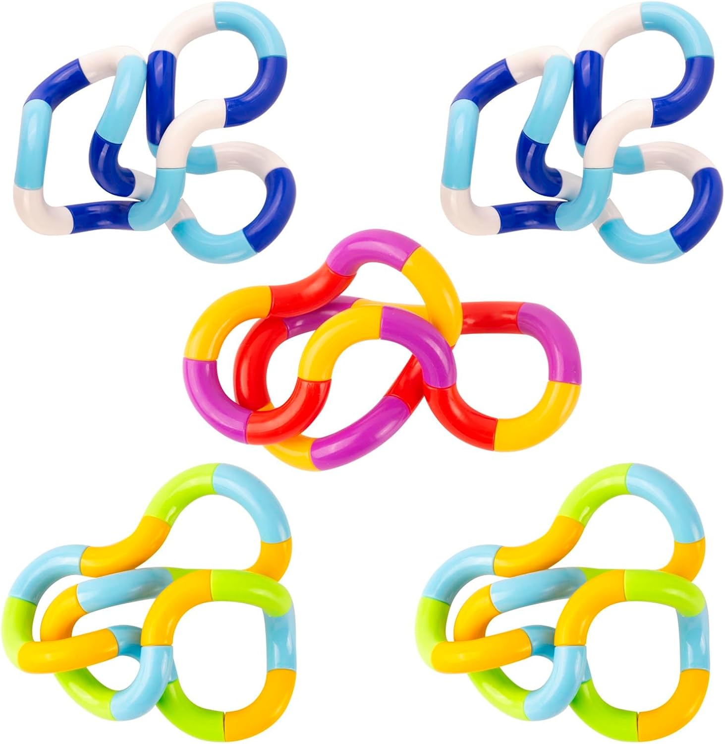 GWAWG 5 PCS Tangle Fidget Toy Twisty Fidget Toy Stress Relief Stim Silent for Kids and Adults