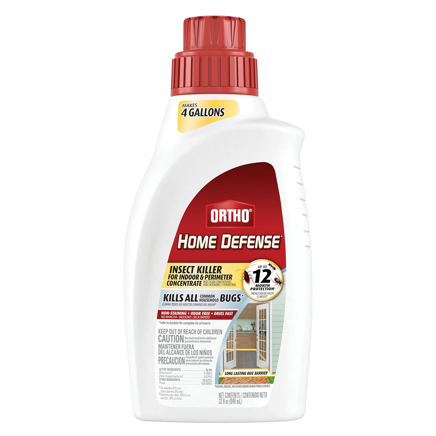 Ortho Home Defense Insect Killer for Indoor & Perimeter Concentrate, 32 oz. | Bug Killer Concentrate, Kills Ants, Cockroaches and Spiders, Use in Kitchens, Bathrooms and Home Perimeter