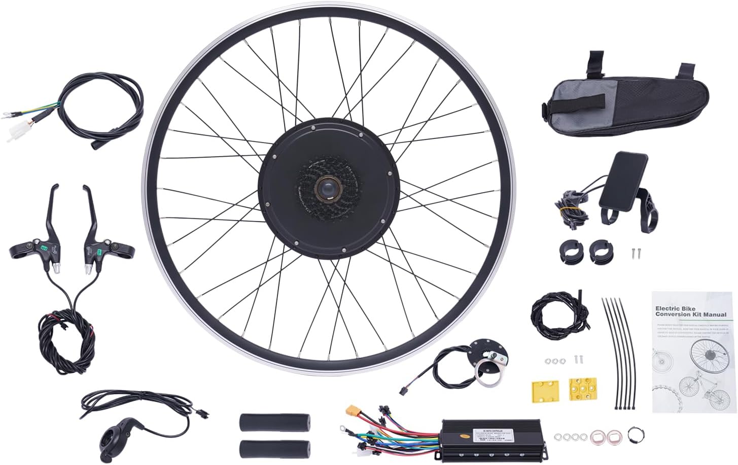 28in 29in Electric Bicycle Conversion Kit E-Bike Rear Wheel Motor 48V 1000W for both V brake and Disc brake W/LED Display and Intelligent Controller Max. Speed 55km/h 5-Gear Adjustment