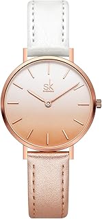SHENGKE SK Ultra Thin Minialist Women Watches Simple Two Hands Ladies Dress Watch Leather Strap