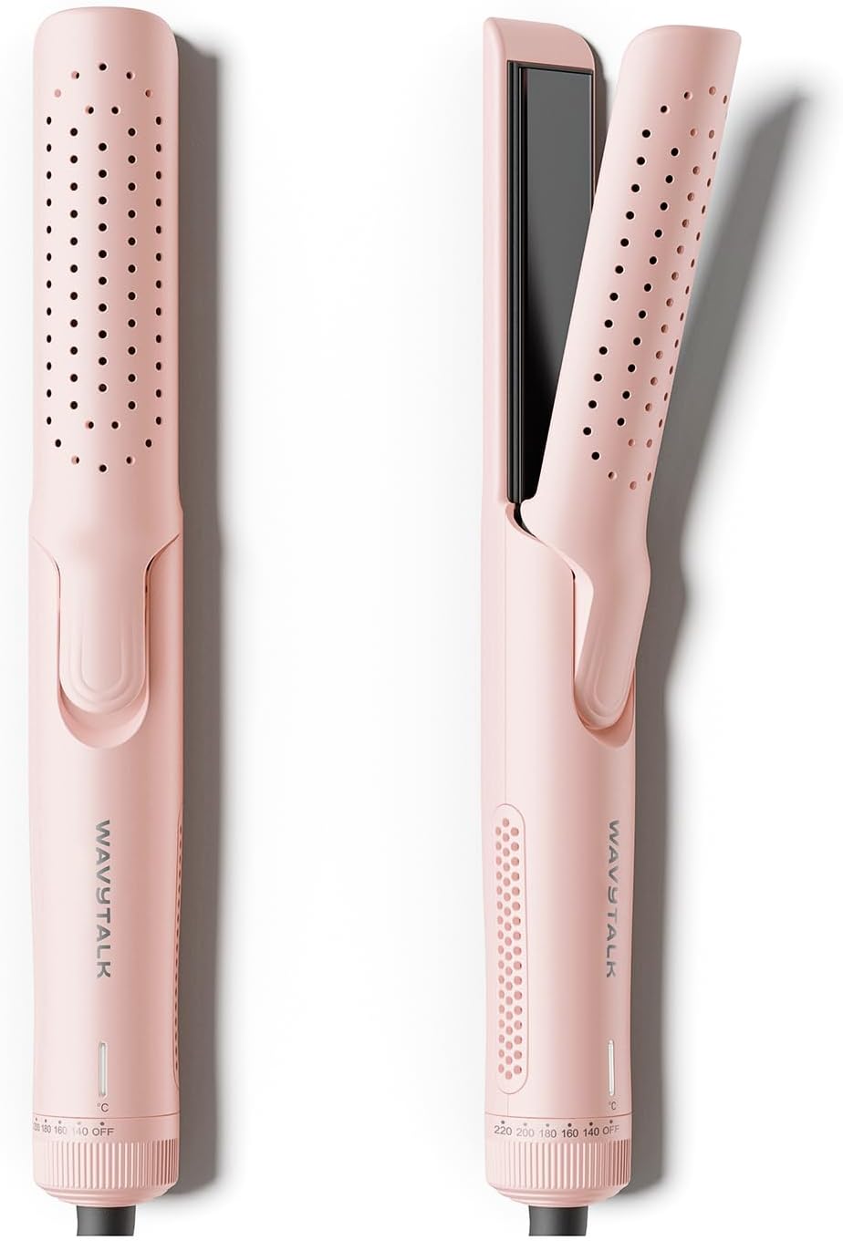Wavytalk 1 Inch Curling Wand, Cool Curl Airflow Styler with 360° Cooling Air to Lock in Curls Quicker, Hair Straightener and Curler 2 in 1, Pink, 30S Heating