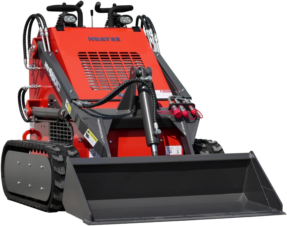Stand-On Crawler Mini Skid Steer Loader HY480C | 23 HP RATO Gas Engine with Bucket Attachment | Compact Tracked Machine for Landscaping, Farming, Debris Hauling | in Stock USA