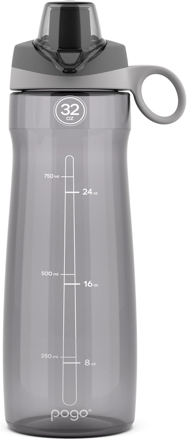Pogo Plastic Water Bottle with Chug Lid and Carry Handle, Reusable, BPA Free, Dishwasher Safe, Perfect for Travel, School, Outdoors, and Gym | 18oz, 32oz, 40oz, 64oz