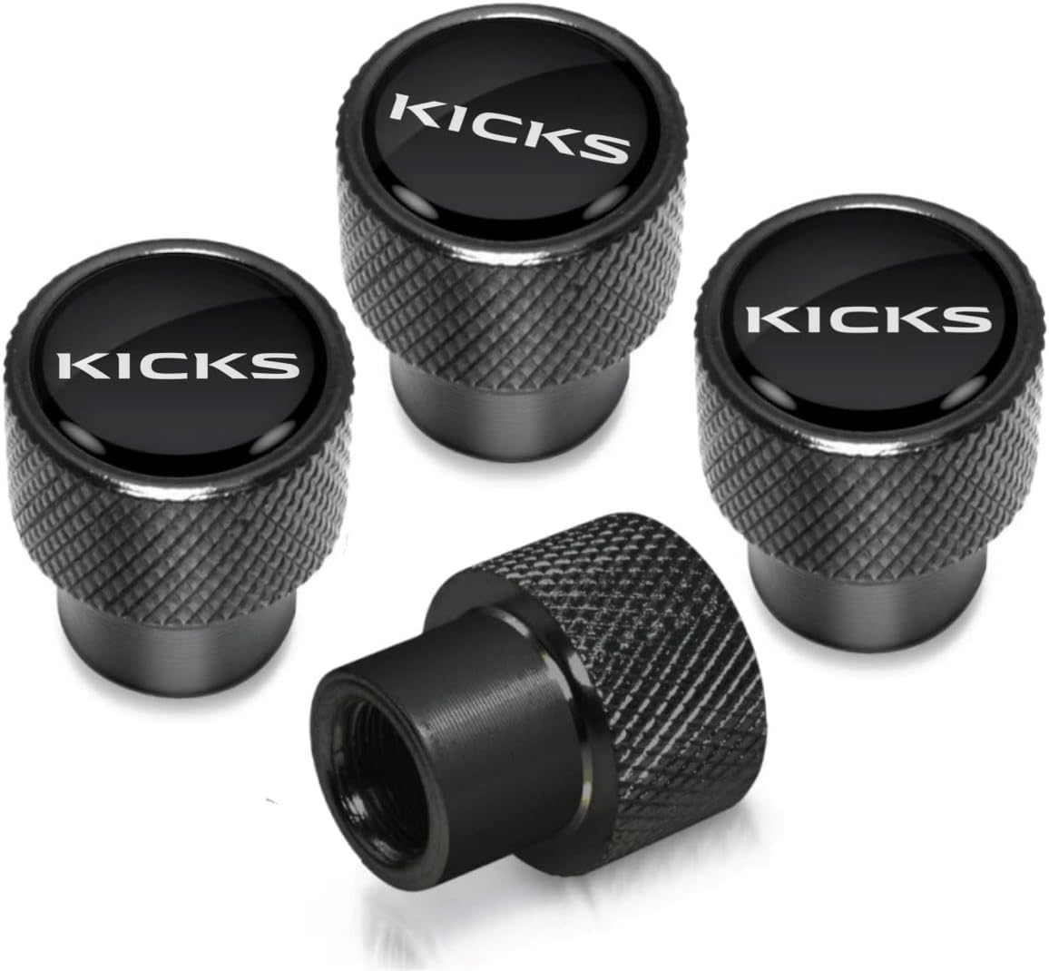 Metal Tire Valve Stem Cap Covers Kicks Emblem Air Valve Cap Set Dust Proof Leak-Proof Air Cover Compatible with Nissan Kicks Accessories (K)