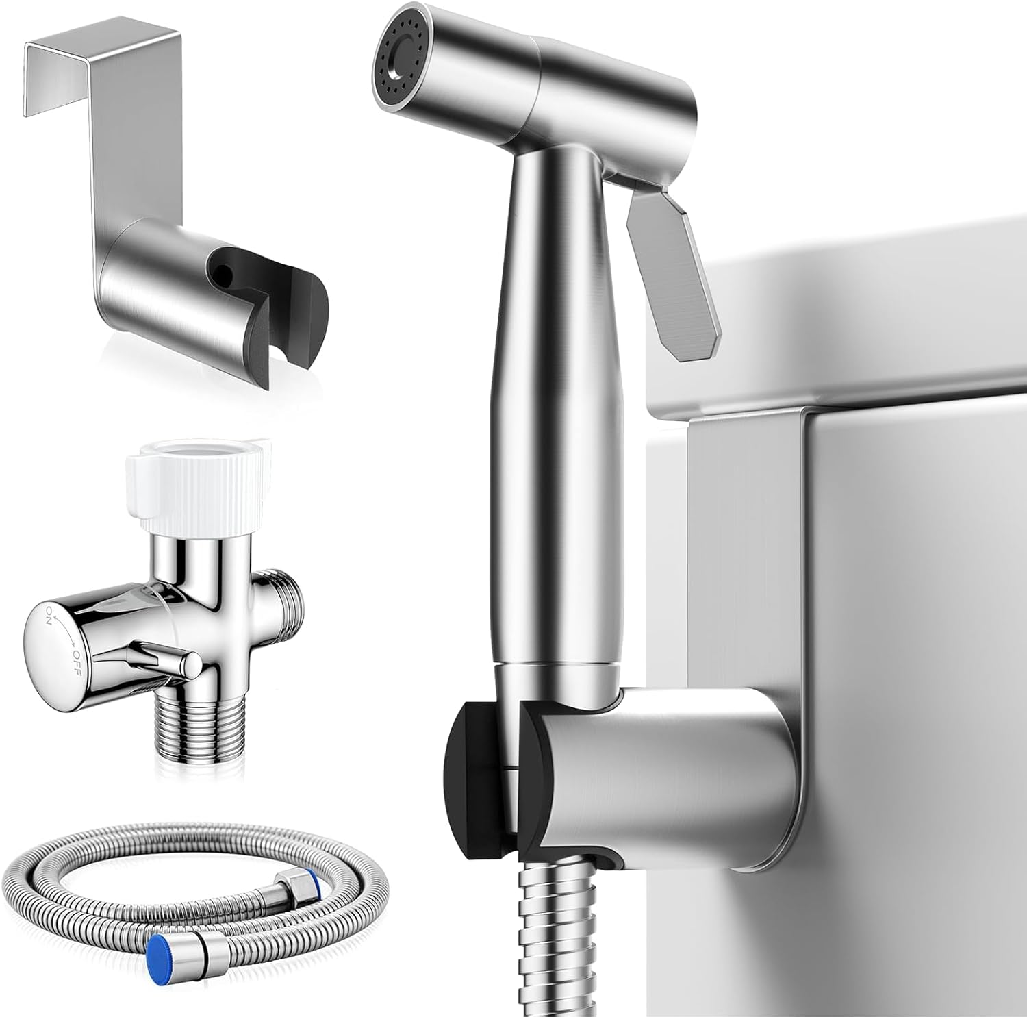 Handheld Bidet Sprayer for Toilet, Jet Sprayer for Toilet Muslim Shower, Adjustable Cloth Diaper Sprayer Bidets for Attachment Toilet with Bidet Hose for Feminine Wash