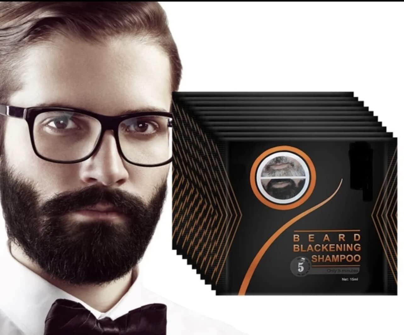 Maani Black Beard Dye Men Coloring Black Hair Beard Instant Mustache Darkening Sideburns Beard Color Shampoo Enhance Beard Facial Hair Grooming Beard (10Pack) (Black)