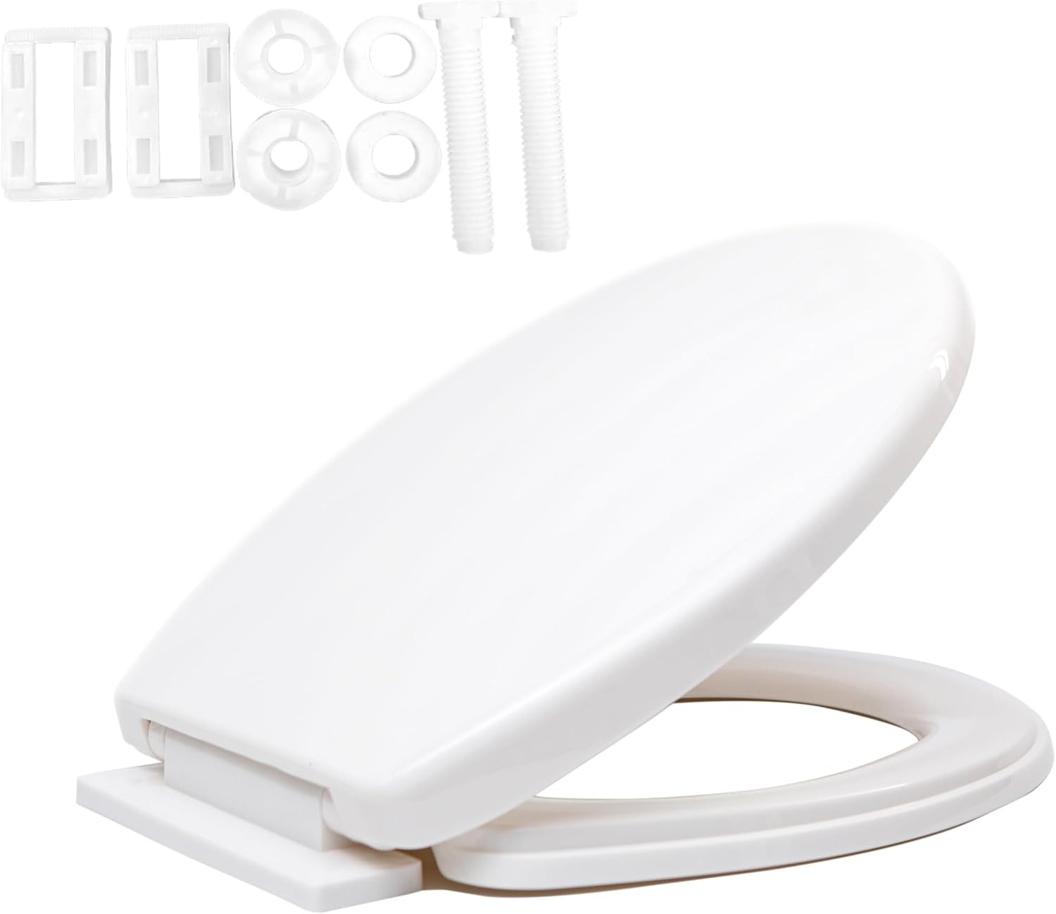 Requisite Needs Soft Close Toilet Seat, Easy to Clean, Simple Top Fixing, Standard Toilet Seats White with Adjustable Hinges.