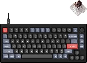 Keychron V1 75% Wired Mechanical Keyboard, QMK/VIA Programmable, Hot-swappable K Pro Brown Switches, Compatible with Mac Windows Linux - Carbon Black