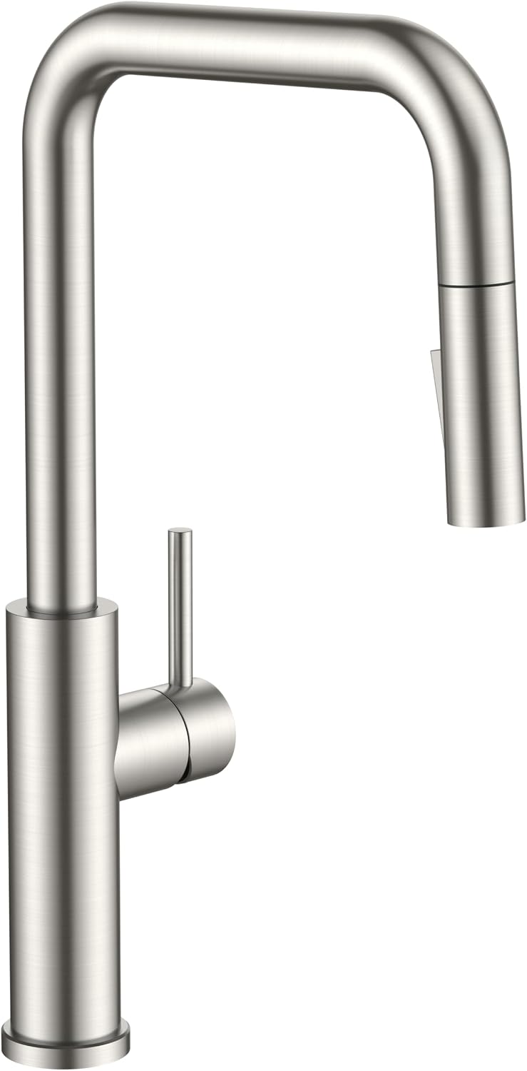 FORIOUS Kitchen Faucet with Pull Down Sprayer, Stainless Steel High U-Spout