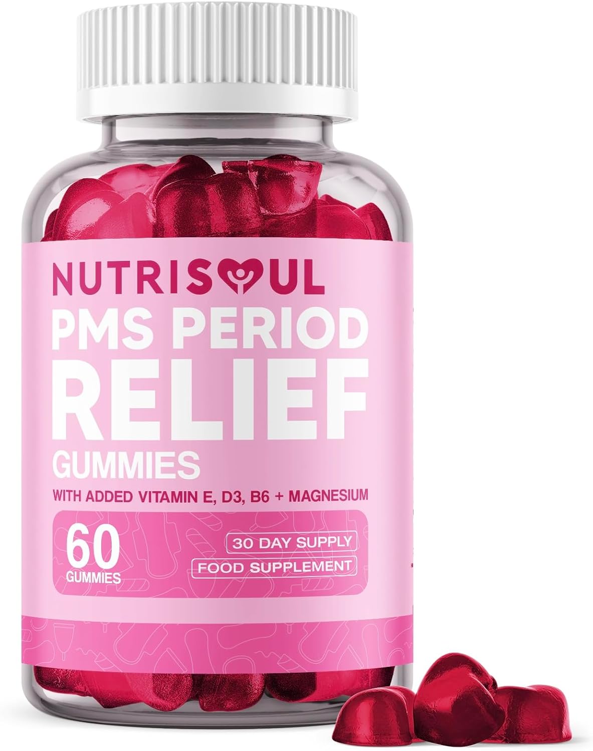 PMS Relief Gummies | Health Supplement for Women | 2000mg Magnesium with Vitamins B6, E, D3 & Dong Quai | Hormone Balance for Women | 60 Non-GMO, Vegan, Gluten Free with Chasteberry Extract