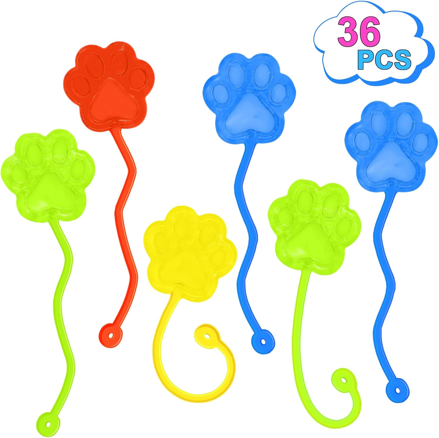 Sticky Hands Bulk 36 PCS Kids Party Favors Cute Cat Paw Shape Stretchy Sticky Hand Toy Goodie Bag Stuffers Fillers Treasure Box Toys for Classroom Prizes Small Carnival Birthday Party Supplies Gifts