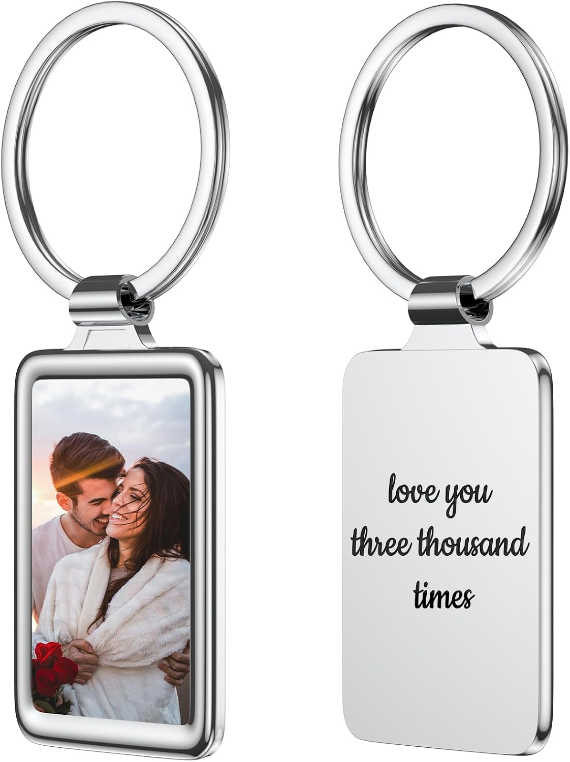 Custom Keychain with Picture Personalized Engraving Photo/Text/Dog Tag Keychains