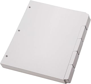 Oxford Blank Write On Binder Dividers, 1/5 Cut Tabs, 3 Hole Punch Dividers in 5 Tab Sets, 100 Dividers, 20 Sets, White (89981)