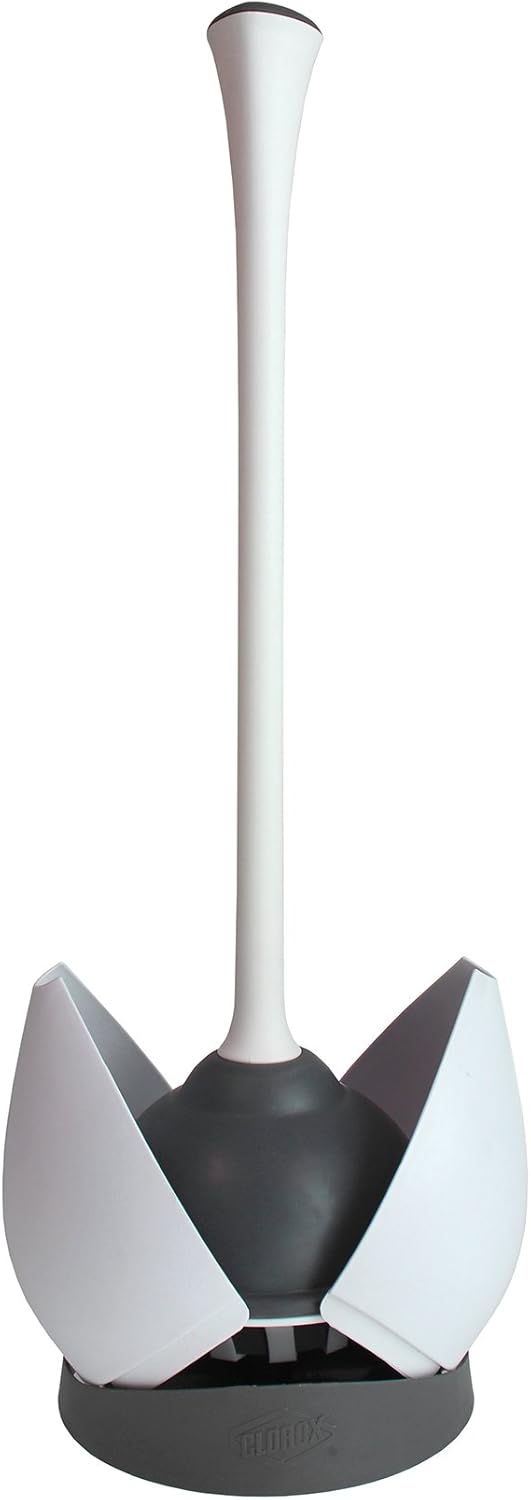 Clorox Toilet Plunger with Hideaway Caddy – Toilet Plunger for Bathroom, Bathroom Organizers & Storage, Bathroom Accessories, Toilet Unclogger, Plunger with Holder
