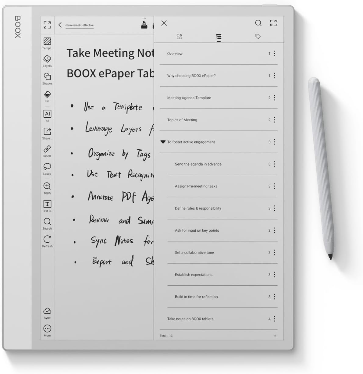 BOOX Tablet Note Max 13.3 No Frontlight B/W ePaper Notebook Carta 1300 300 PPI 6G 128G