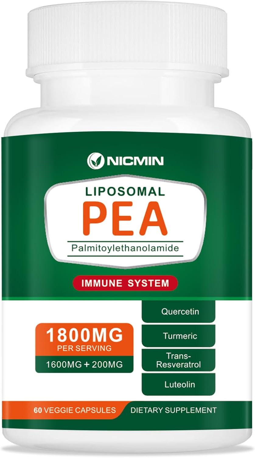 1600MG Palmitoylethanolamide 99% with Luteolin & Quercetin, High Absorption, Pea Supplement 60 Capsules