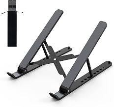 Laptop Stand for Desk, Adjustable Laptop Riser ABS+Silicone Foldable Portable Laptop Holder, Ventilated Cooling Notebook Computer Stand for 10-15.6” Laptops,Tablets-Black