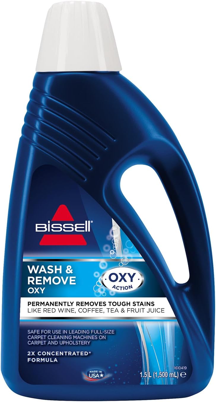 BISSELL Wash & Remove Deep Clean + Oxy, Carpet Stain Remover, Carpet Cleaner Solution, Upholstery Shampoo for Use with All Leading Upright Carpet Washers, 1.5L, 1265E