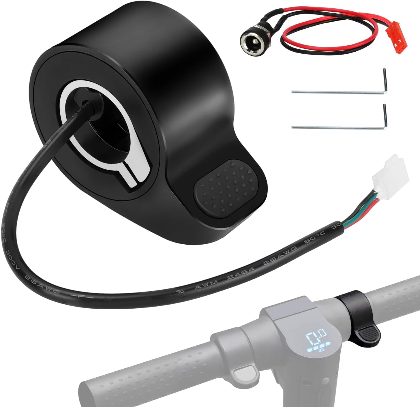 Electric Scooter Thumb Throttle Accelerator & Charging Port Replacement for Gotrax GXL V2 E-Scooter GOTRAX Apex XL XR Ultra Rival Elite Accessories Parts with Hardware